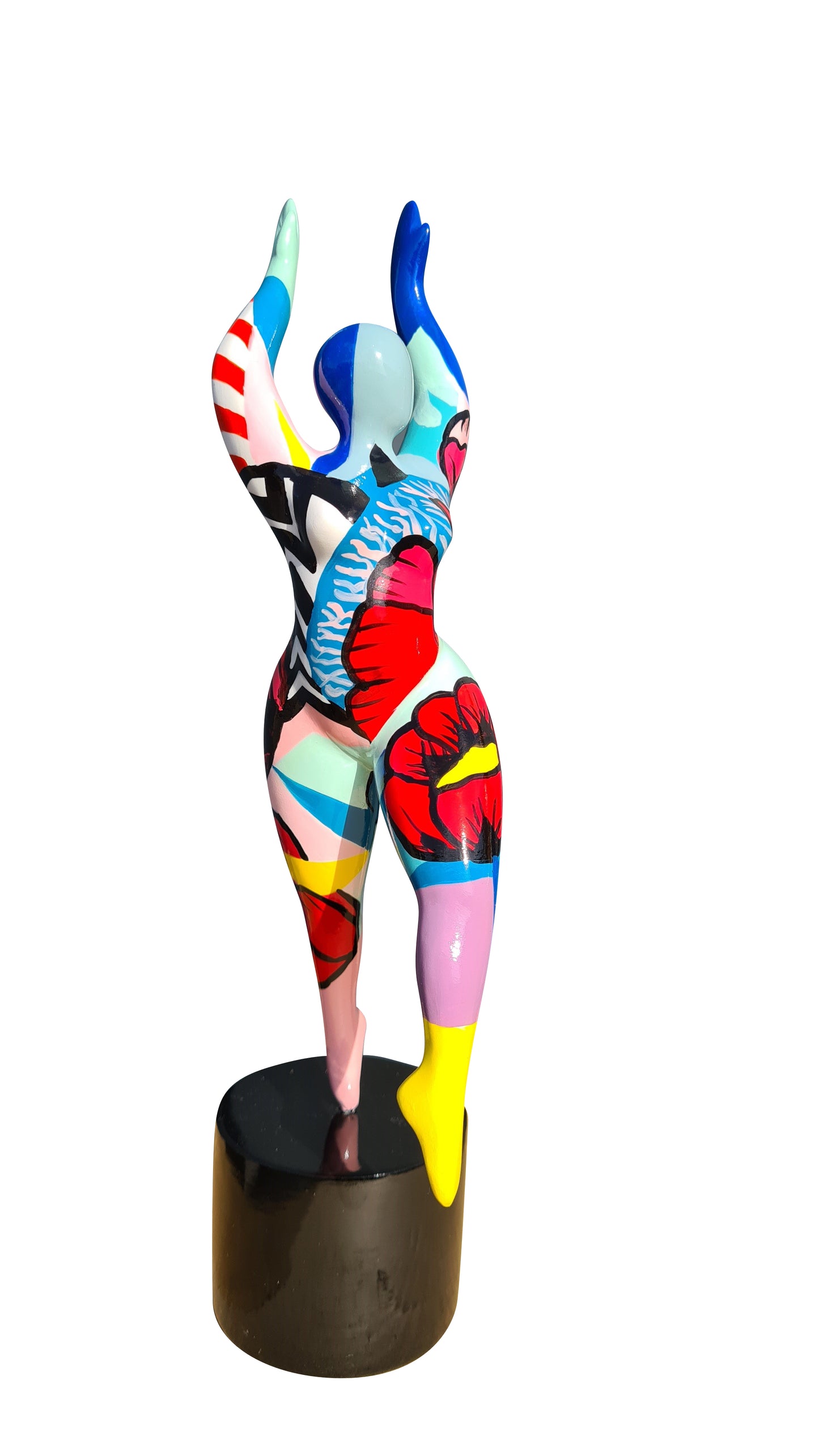 Statue of a woman style "Nana", multicolored resin. Height 11'4 inches (29 centimeters) 