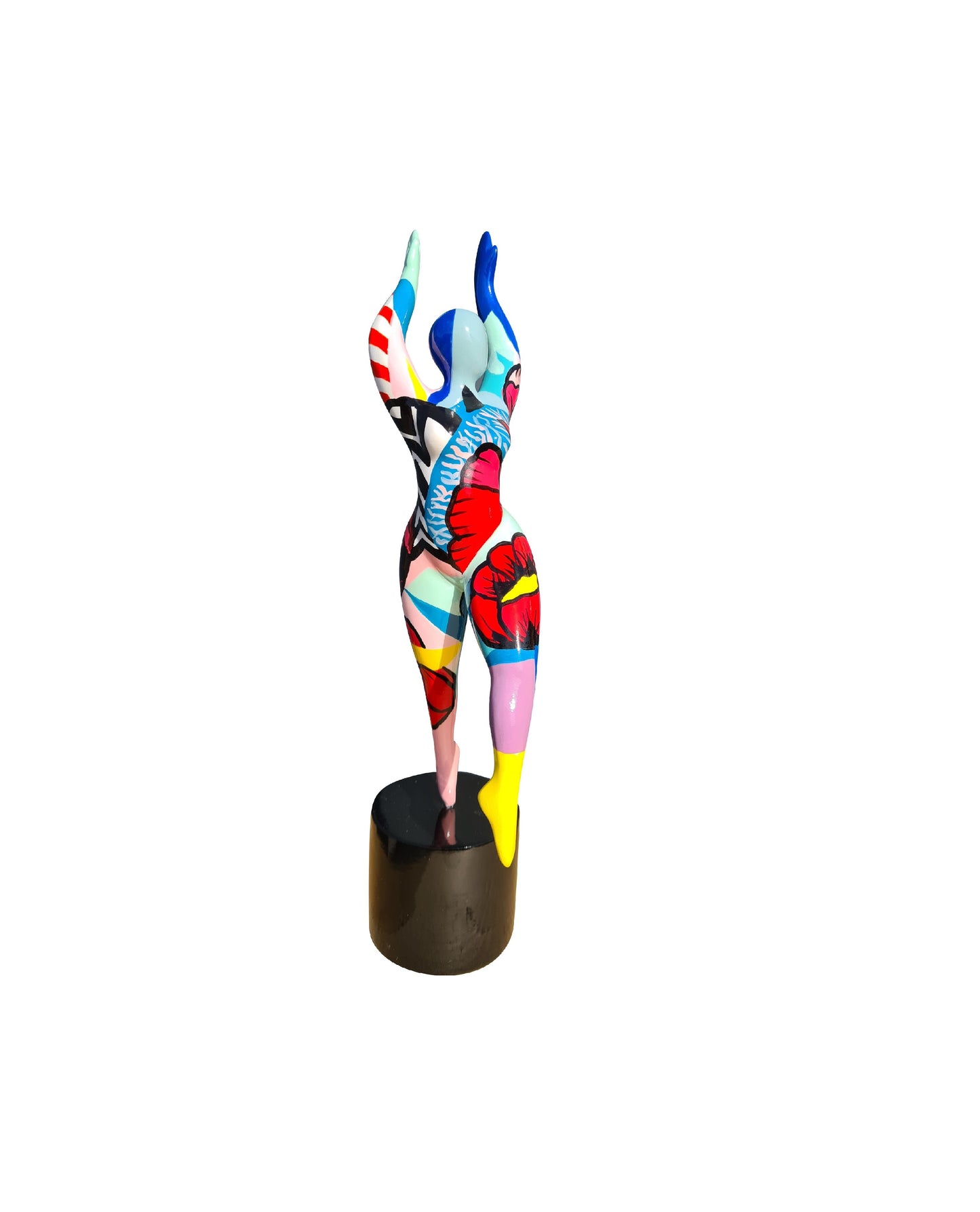 Statue of a woman style "Nana", multicolored resin. Height 11'4 inches (29 centimeters) 