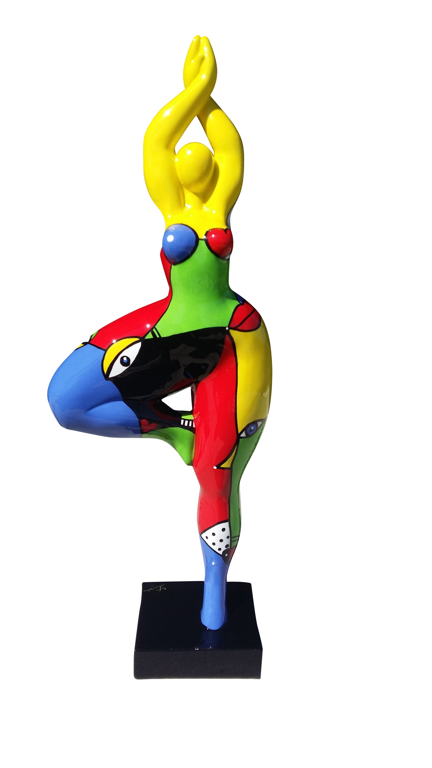 Sculpture femme ou Nana ronde et multicolore, hauteur 52 cm. Modèle Pyca