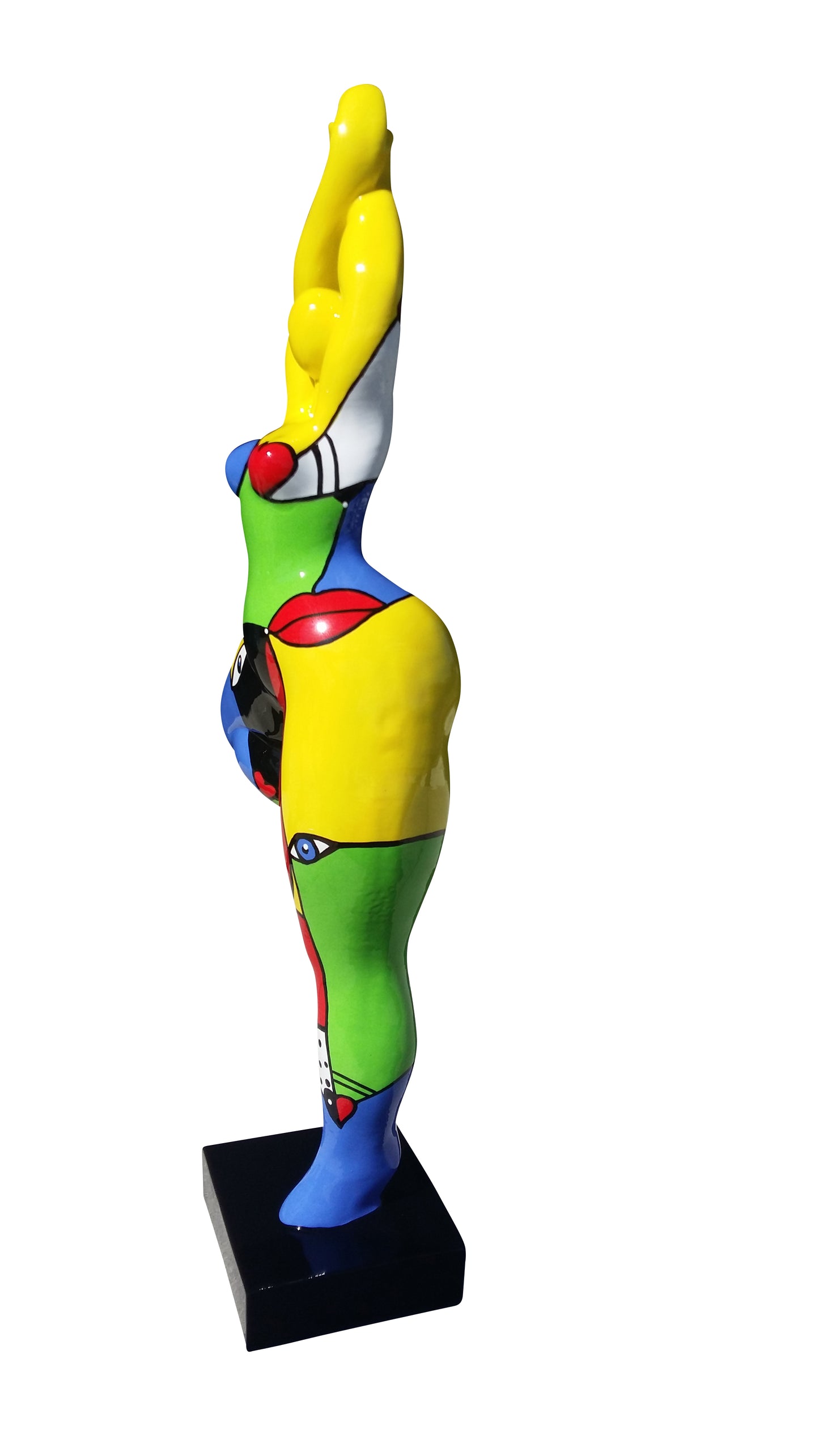 Sculpture femme ou Nana ronde et multicolore, hauteur 52 cm. Modèle Pyca