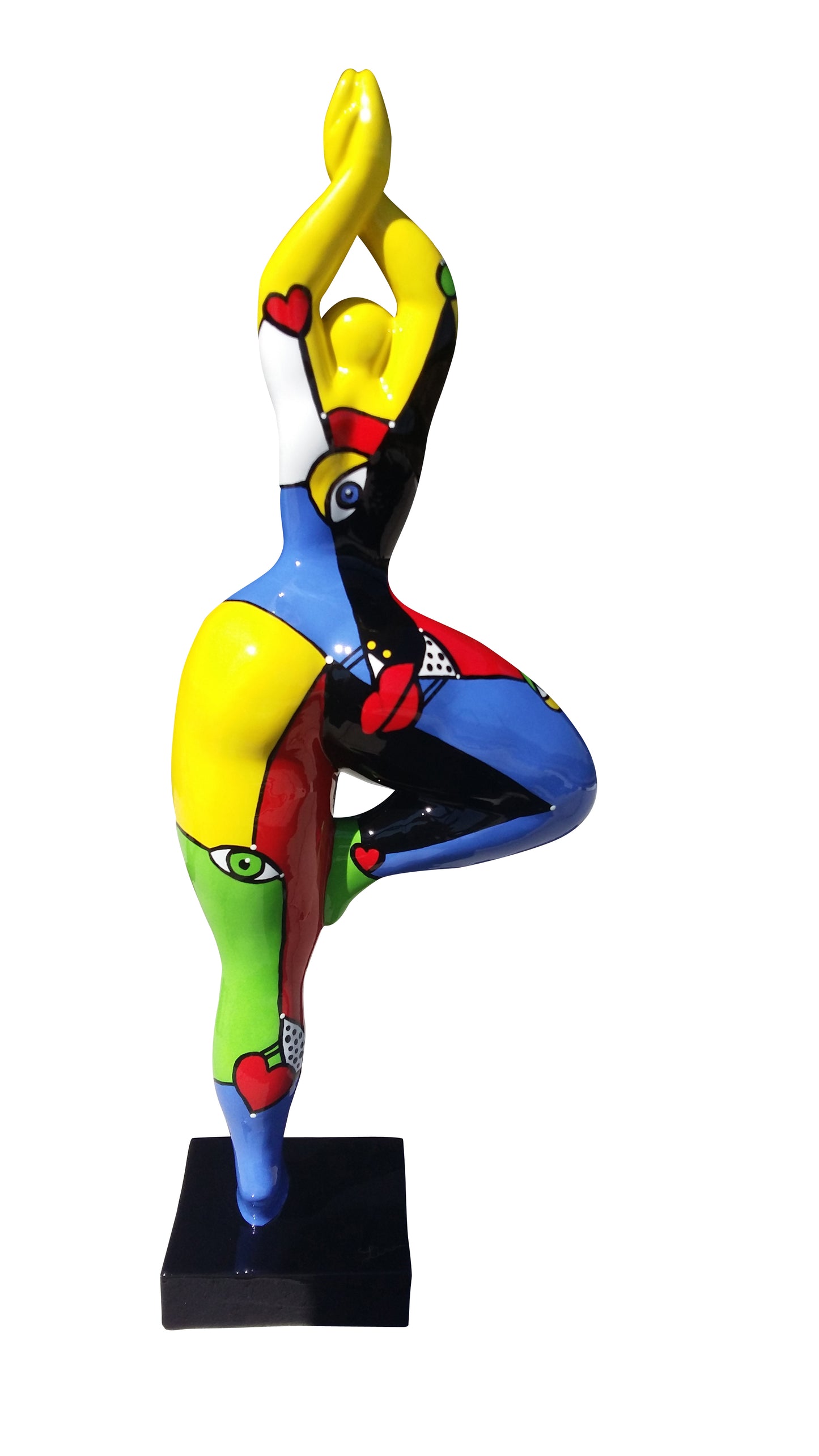 Sculpture femme ou Nana ronde et multicolore, hauteur 52 cm. Modèle Pyca