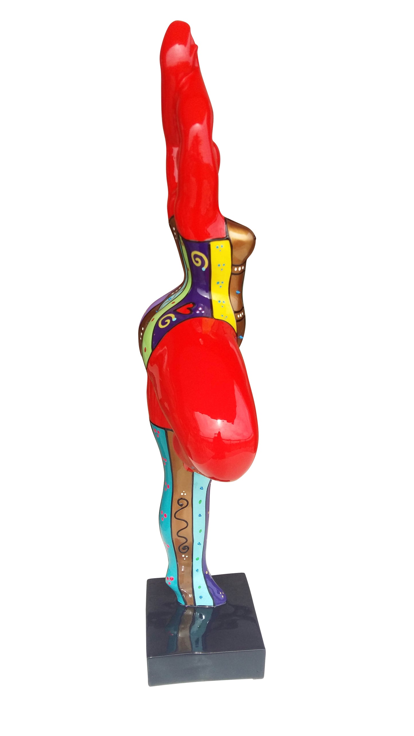 Statue femme ronde Nana modèle "Boop" rouge et multicolore, hauteur 52 centimètres