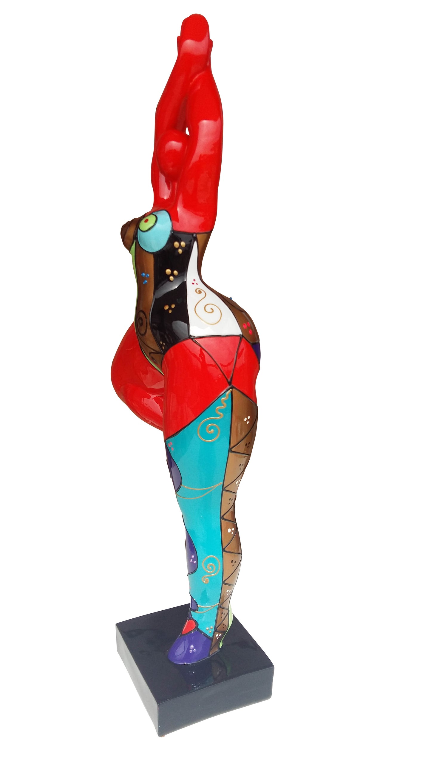 Sculpture femme ou Nana ronde et multicolore, hauteur 52 cm. Modèle Sofia