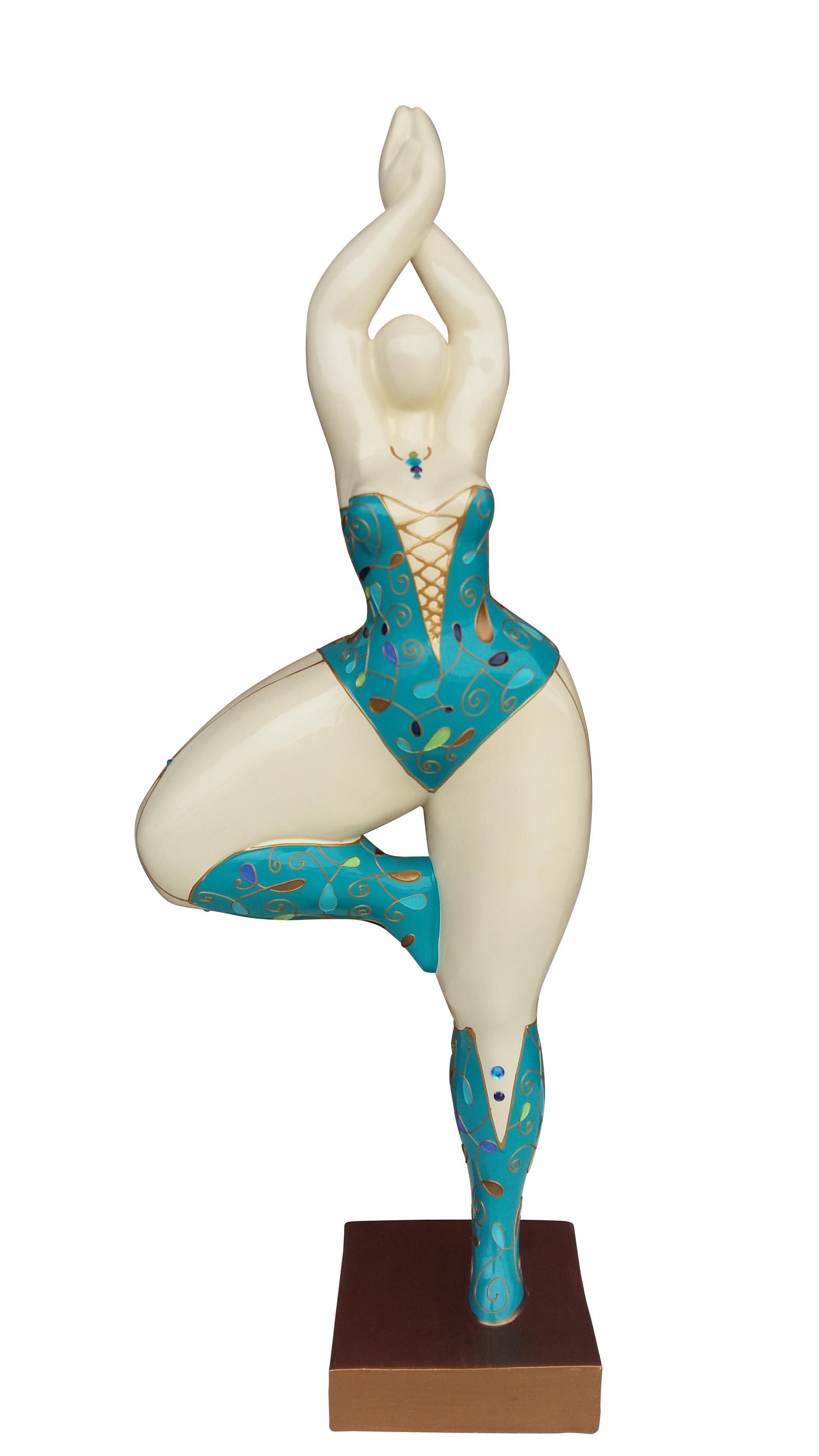 Sculpture femme danseuse ronde et multicolore, hauteur 52 cm. Modèle Alisa