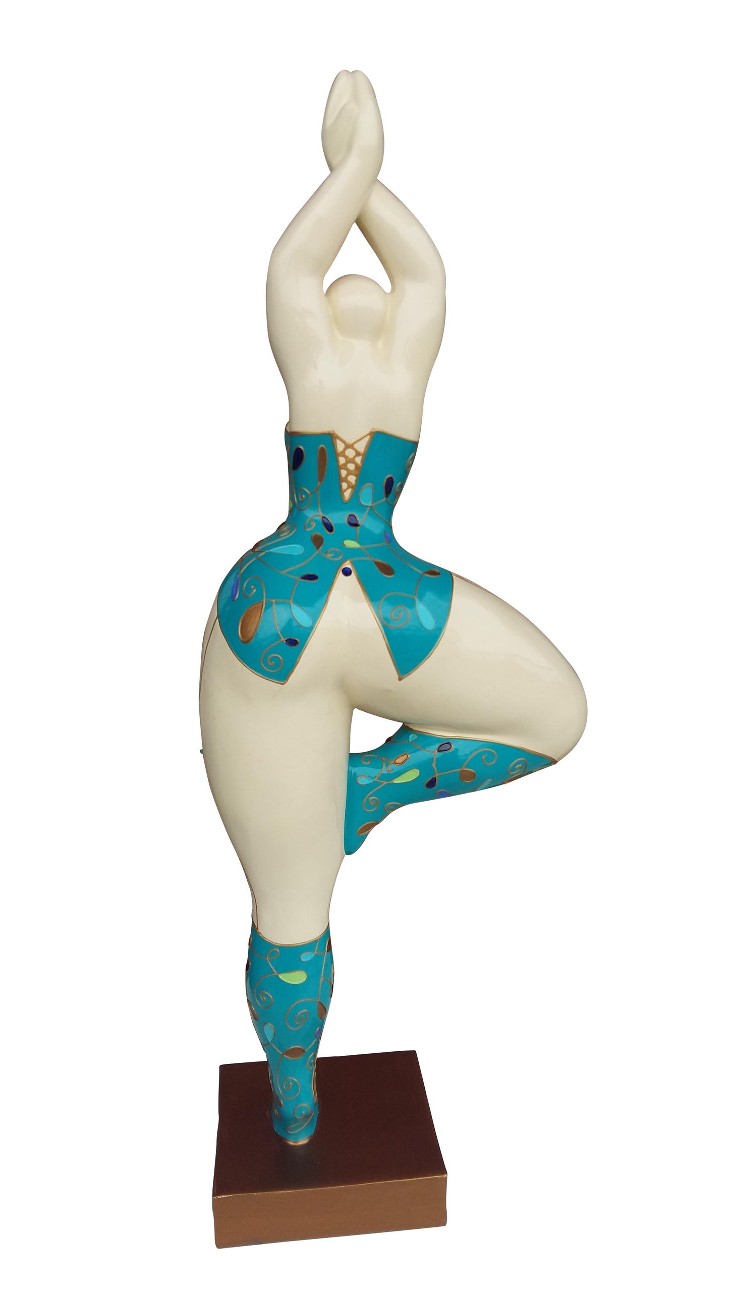 Sculpture femme danseuse ronde et multicolore, hauteur 52 cm. Modèle Alisa