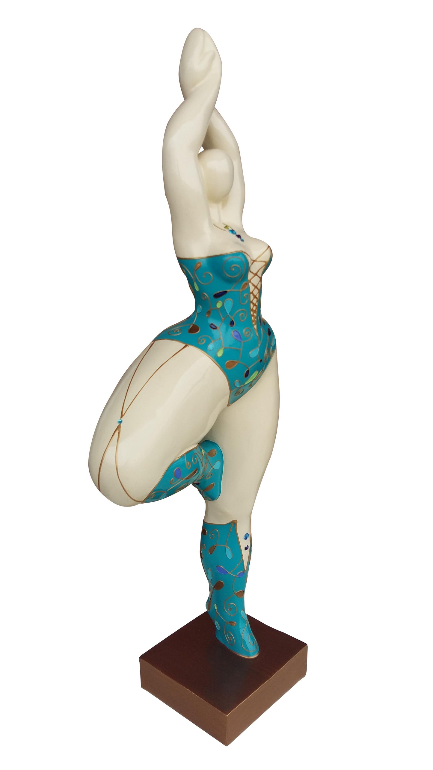 Sculpture femme danseuse ronde et multicolore, hauteur 52 cm. Modèle Alisa