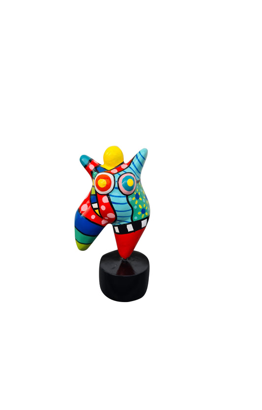 Statue woman style "Nana", multicolored resin. Height 4'7 inches (12 centimeters)