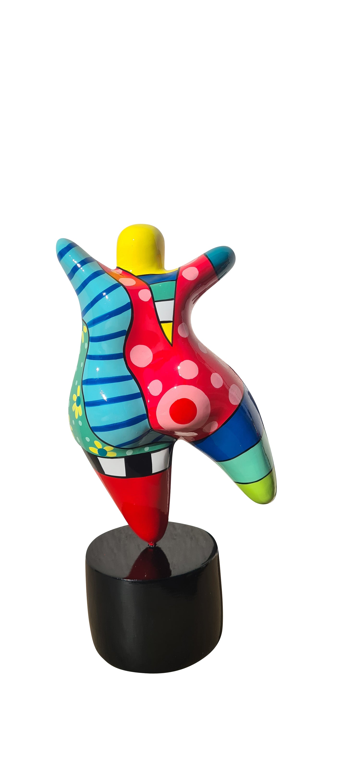 Statue femme ronde et colorée "Nana Danseuse" en résine. Hauteur 26 centimètres