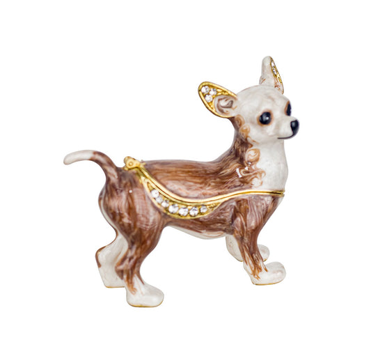 Metal box, Chihuahua dog. Length 2'7 inches (7 centimeters). For collection or decoration