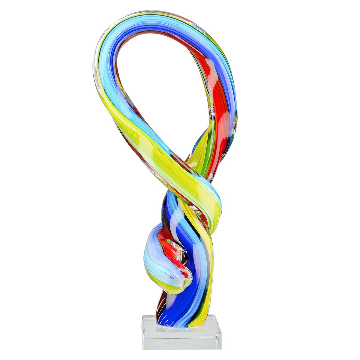 Sculpture artistique en verre multicolore, hauteur 34 centimètres