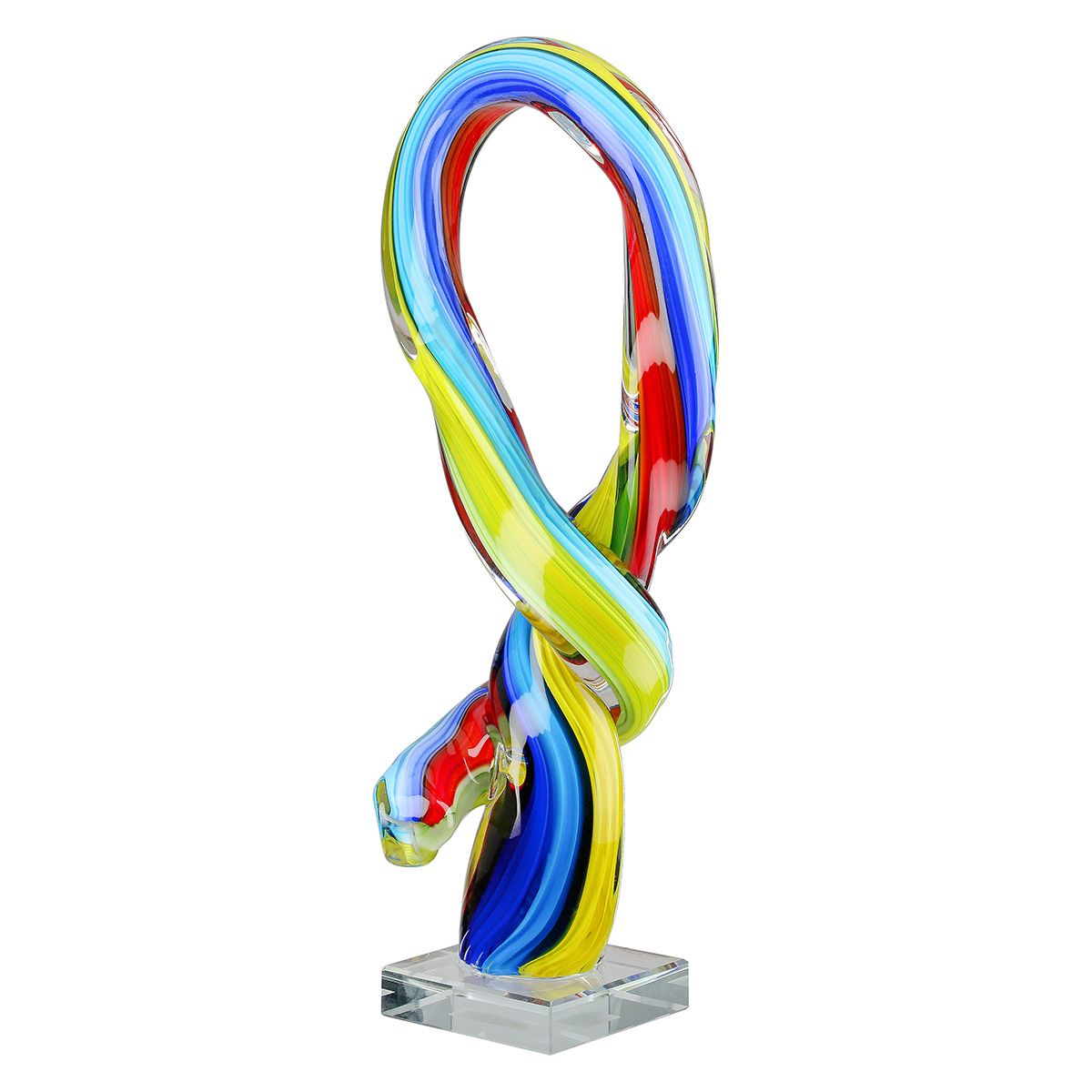 Sculpture artistique en verre multicolore, hauteur 34 centimètres