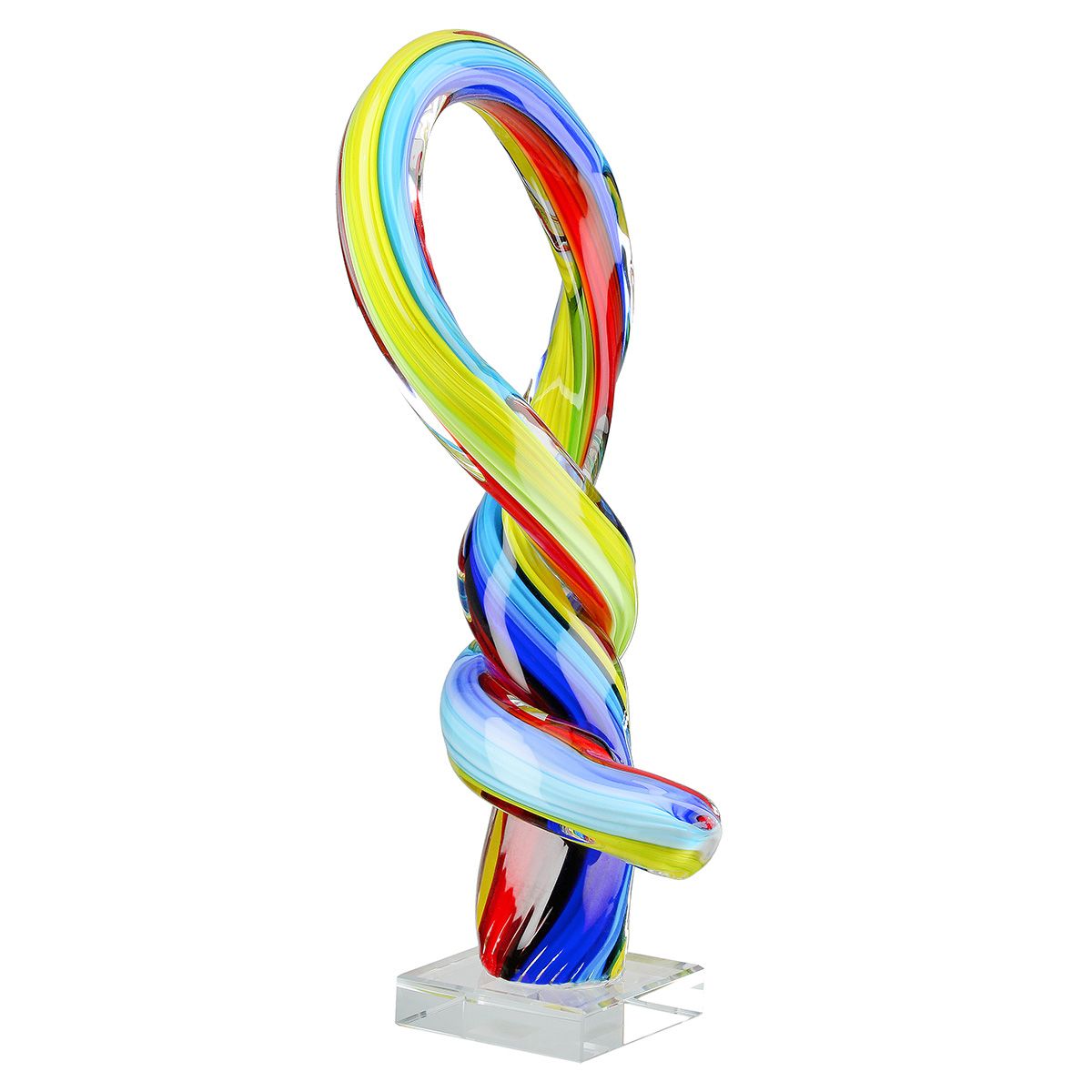 Sculpture artistique en verre multicolore, hauteur 34 centimètres