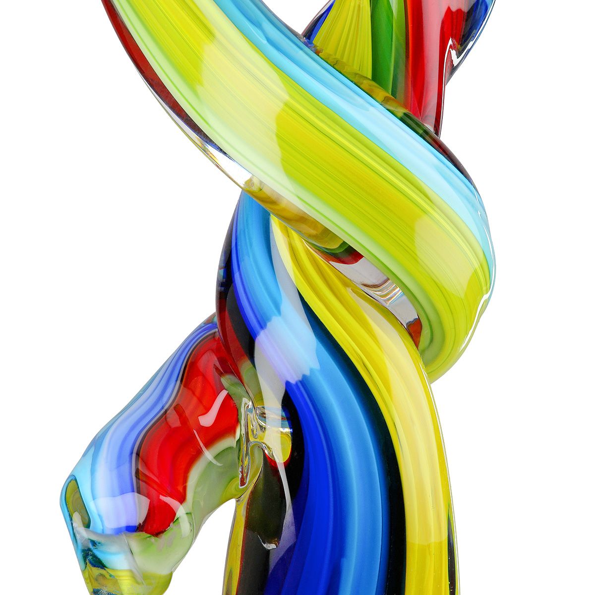 Sculpture artistique en verre multicolore, hauteur 34 centimètres