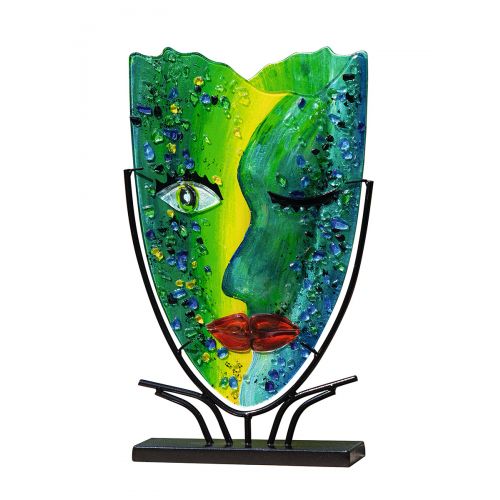 Face vase in colored glass, height 48 centimeters