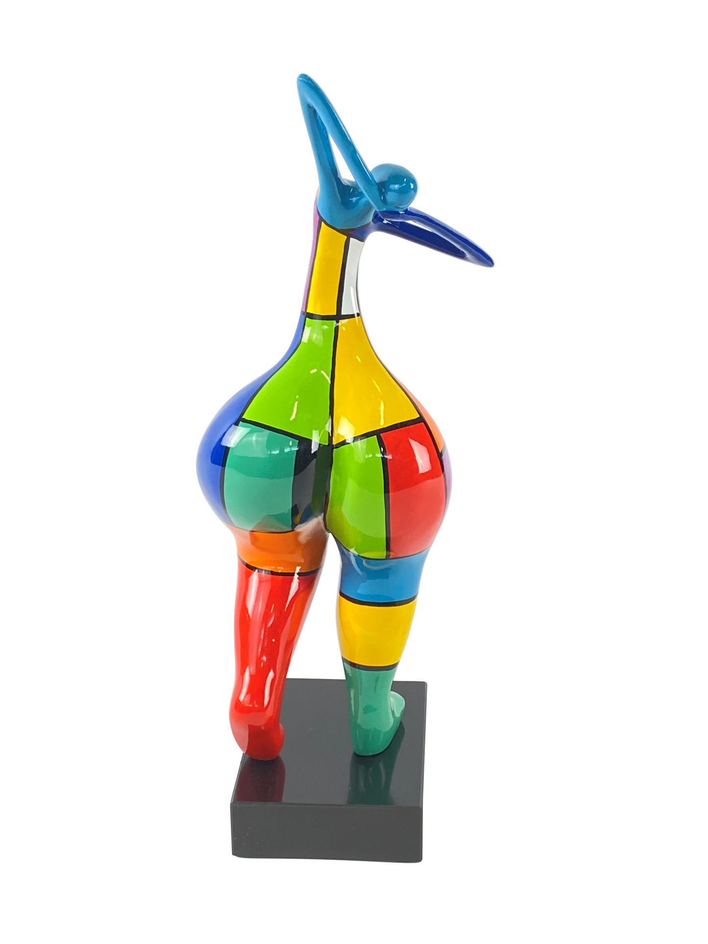 Statue woman, style "Nana" in multicolored resin. Height 51 centimeters