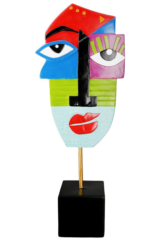 Abstract face, in multicolored resin, height 53 centimeters