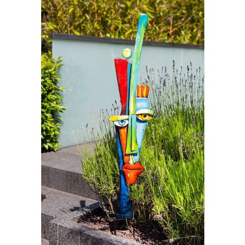 Abstract face, in multicolored metal, height 86 centimeters