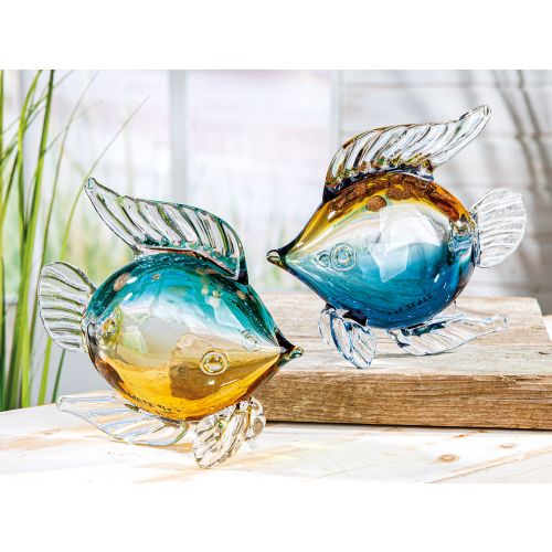 Poissons en verre multicolore pour décoration, longueur 20 centimètres