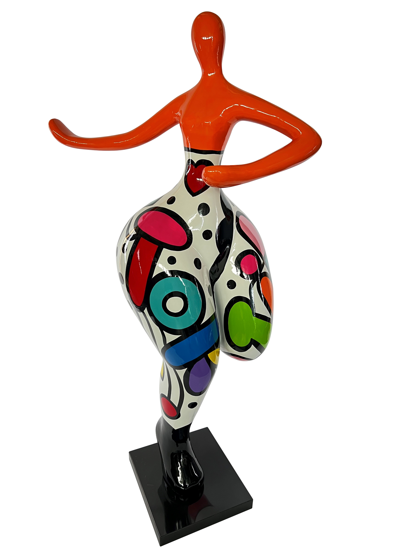 Statue of Nana woman or dancer in multicolored resin. Height 140 centimeters