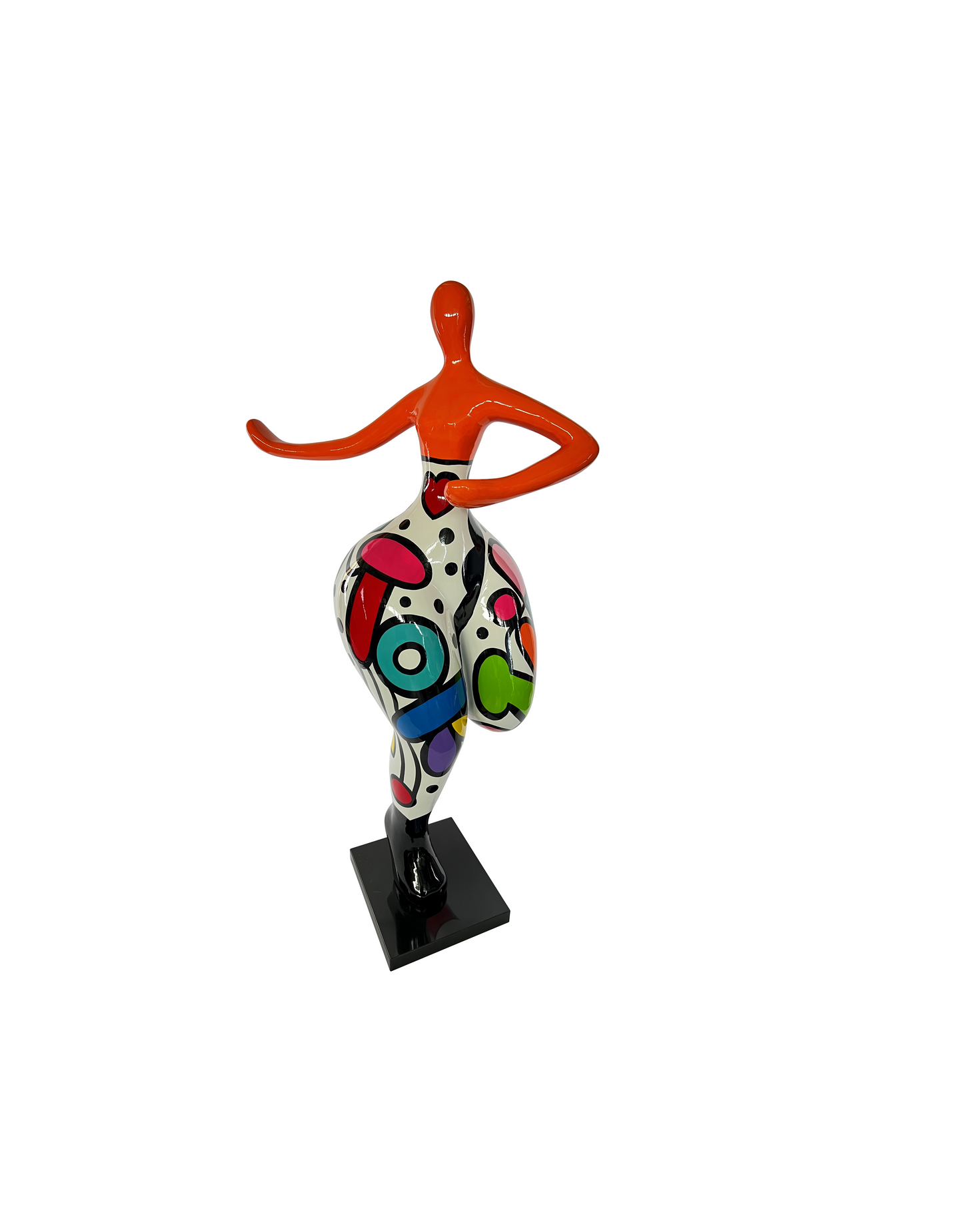 Statue of Nana woman or dancer in multicolored resin. Height 140 centimeters