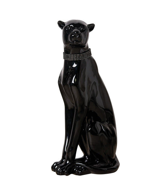 Panther statue in black resin, height 60 centimeters