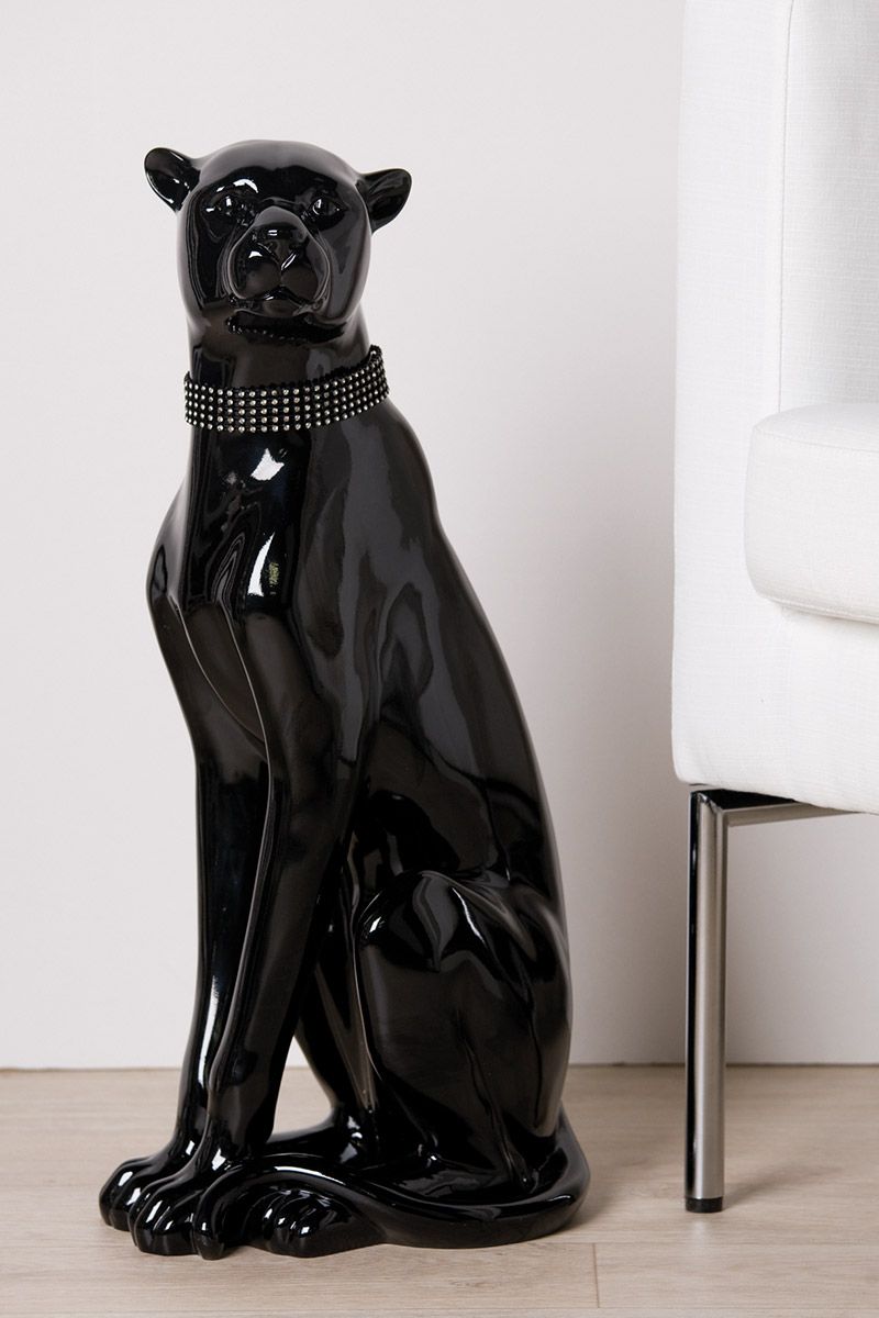 Panther statue in black resin, height 60 centimeters