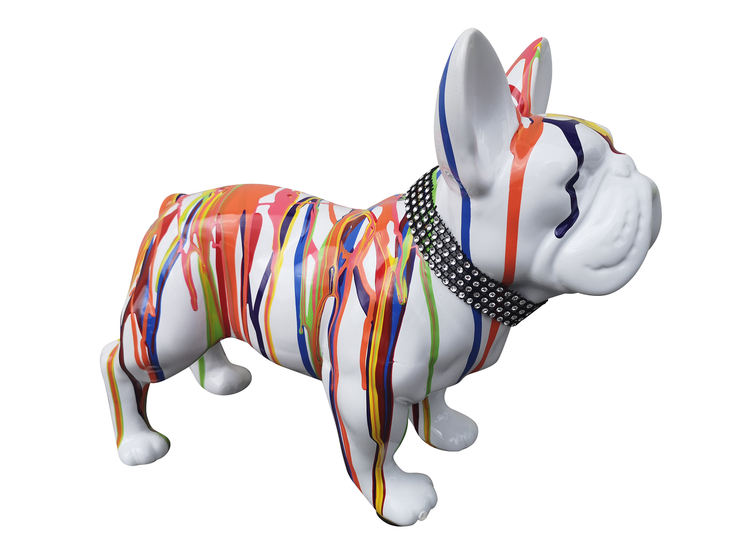 Statue Bouledogue Français, céramique. Longueur 32 centimètres