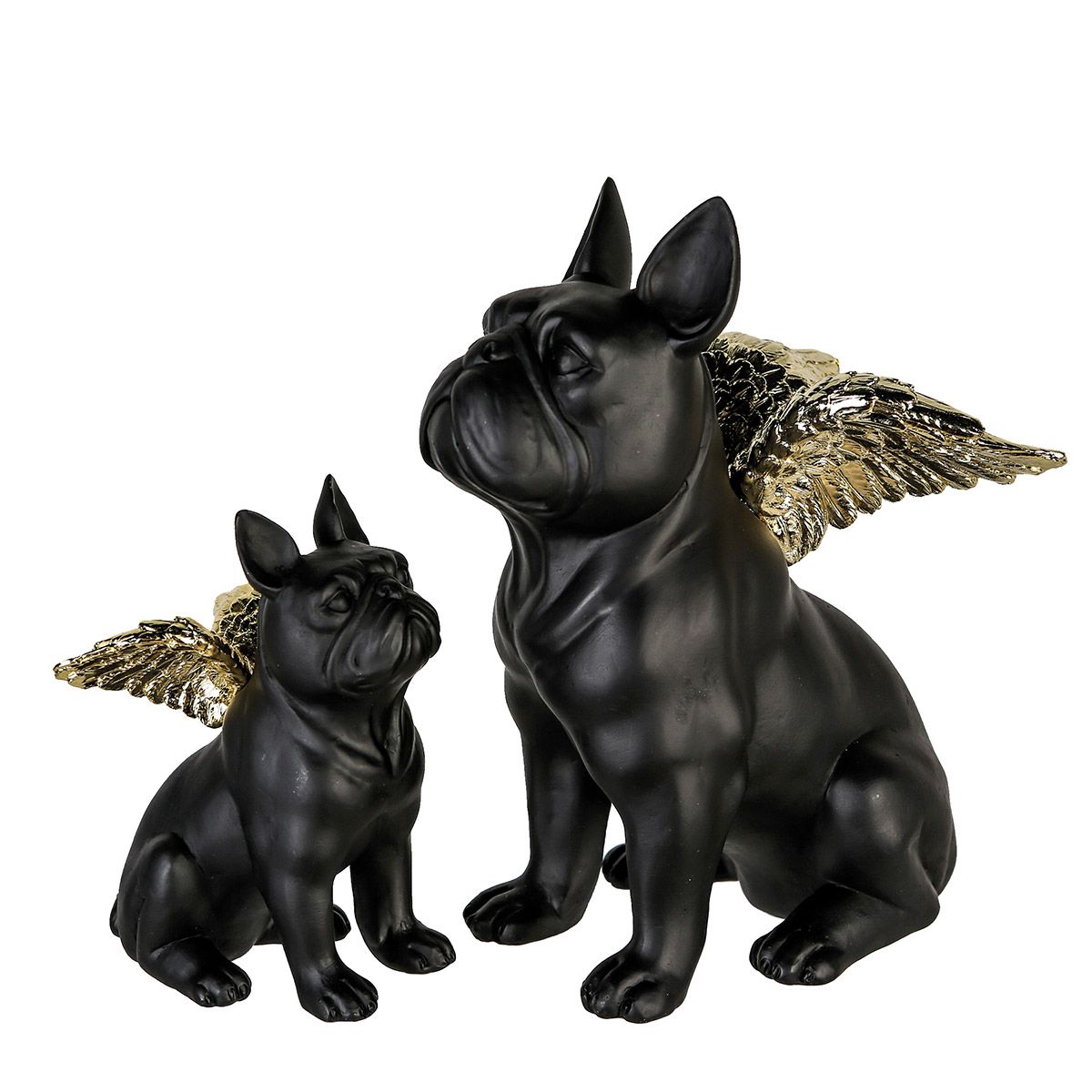 Statue Bouledogue Français, en résine noire. Hauteur 25 centimètres