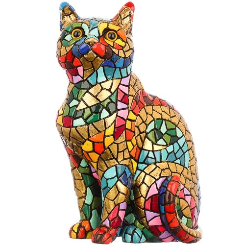 Statue chat en mosaïque Barcino. Hauteur 11 centimètres