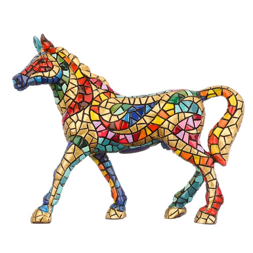 Sculpture cheval Carnival en mosaïque Barcino. Longueur 12 centimètres
