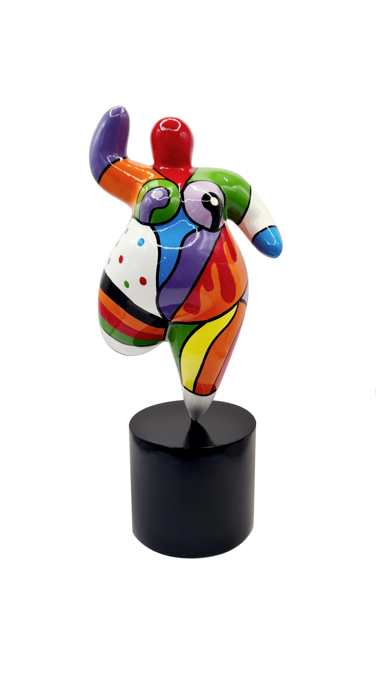 Statue of a woman style "Nana", multicolored resin. Height 7'8 inches (20 centimeters)