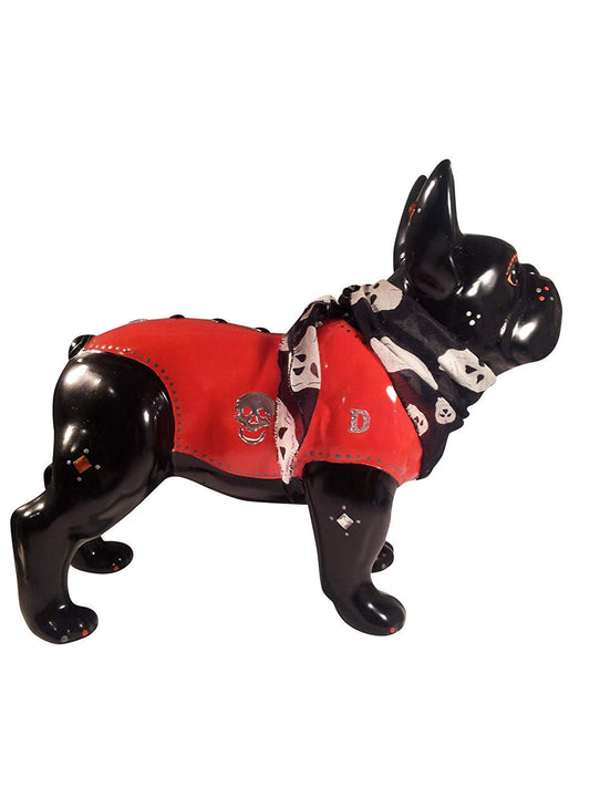 Statue Bouledogue Français, céramique. Longueur 32 centimètres, modèle Davidson