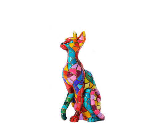 Statue chat siamois en mosaïque, hauteur 11 centimètres