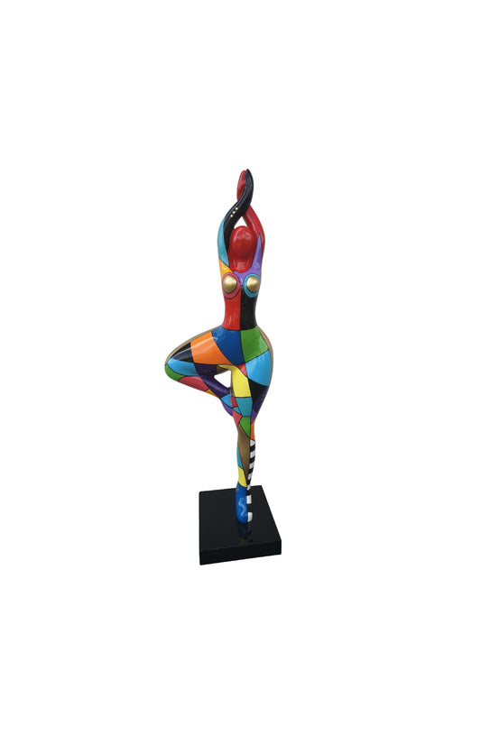 Très grande statue multicolore de femme Nana modèle "Gambetta". Hauteur 120 centimètres. Peint à la main, pour décoration intérieure ou extérieure