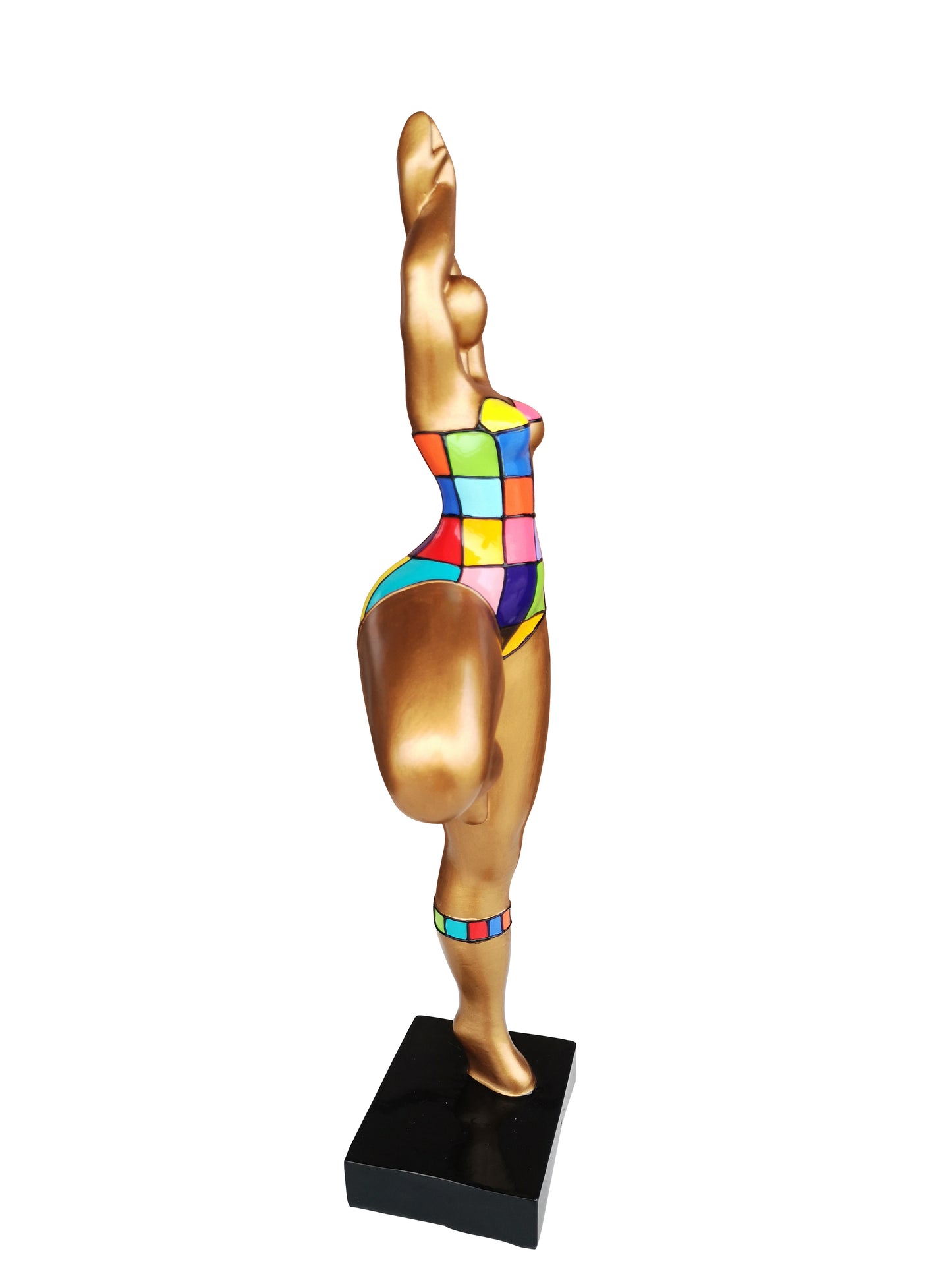Sculpture Nana ronde, femme en résine multicolore, hauteur 52 centimètres. Modèle "Donna"