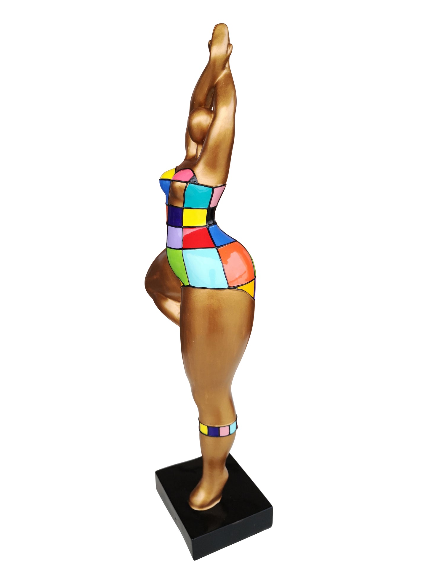Sculpture Nana ronde, femme en résine multicolore, hauteur 52 centimètres. Modèle "Donna"