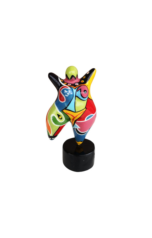 Statue woman style "Nana", multicolored resin. Height 4'7 inches (12 centimeters)