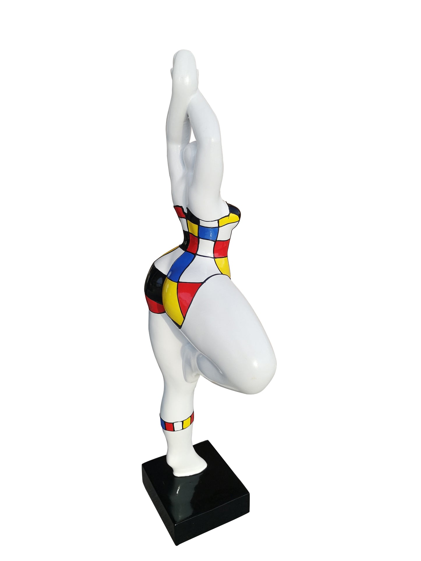 Statue Nanas Danseuses femme ronde "Mondrian" hauteur 52 centimètres. Résine à carreaux