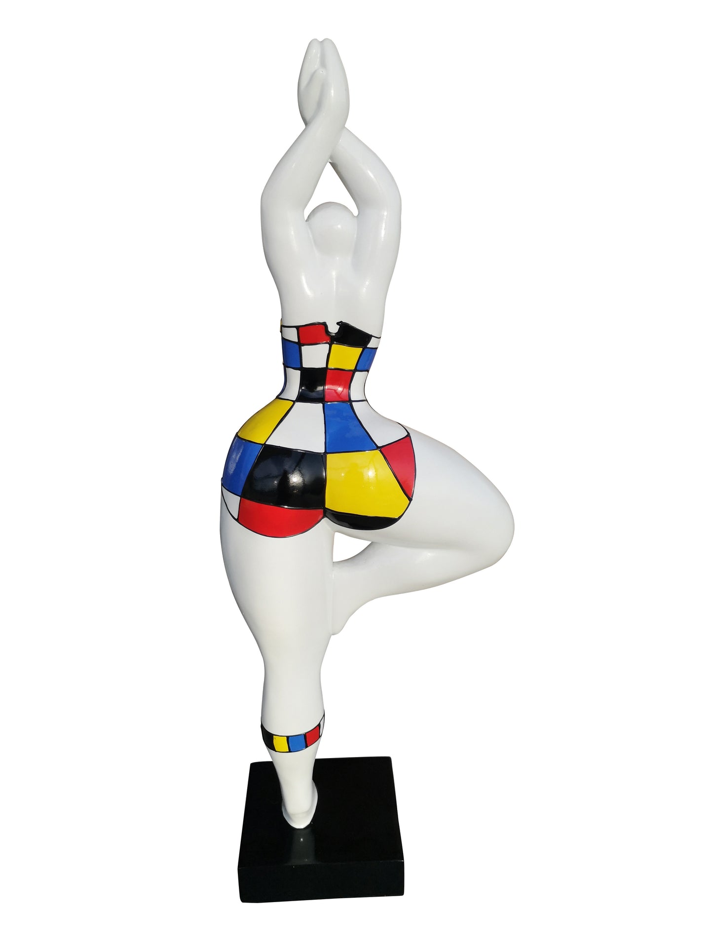 Statue Nanas Danseuses femme ronde "Mondrian" hauteur 52 centimètres. Résine à carreaux