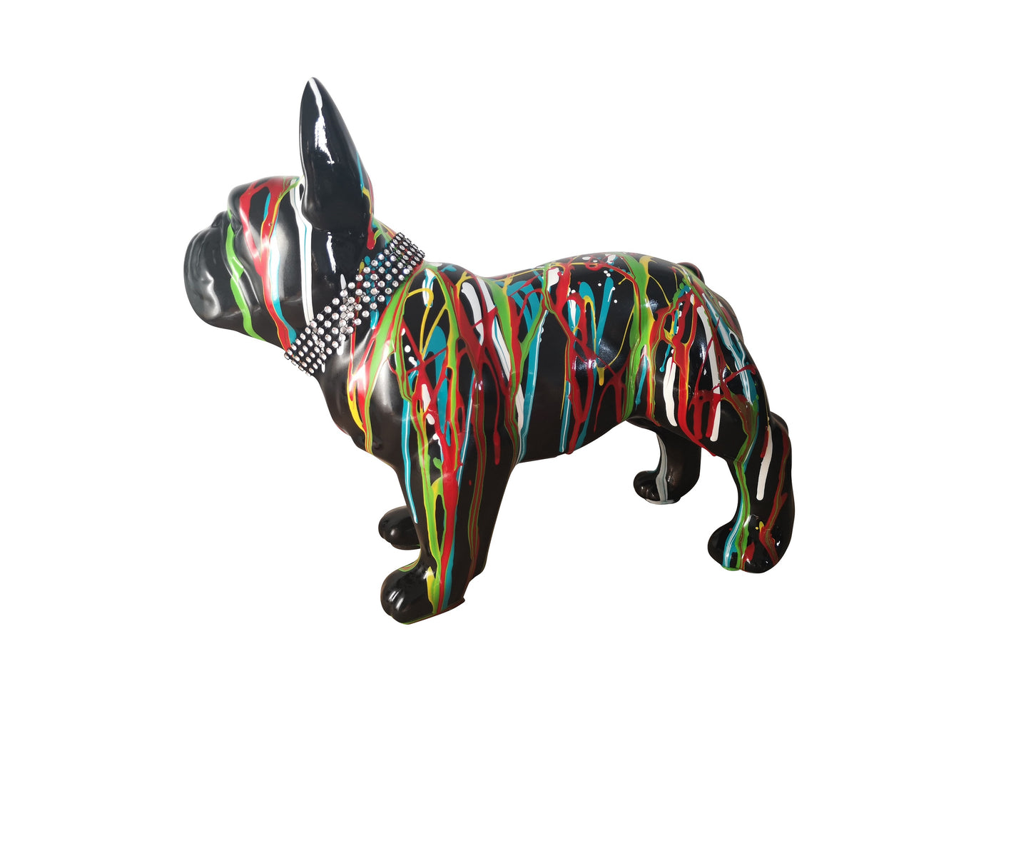 Statue Bouledogue Français, céramique. Longueur 32 centimètres