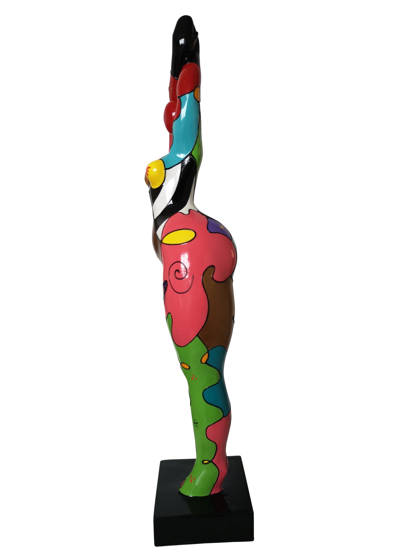 Statuette de femme colorée. Nana ronde en résine, modèle Emma hauteur 52 cm