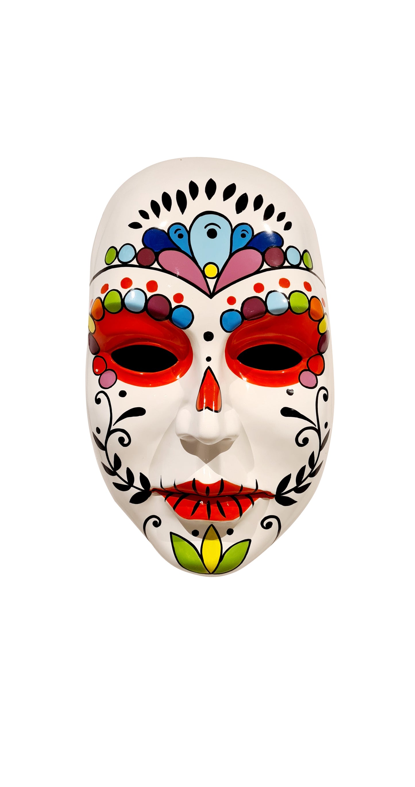 Visage ou masque Mexicain Dia de Muertos en résine, hauteur 58 centimètres