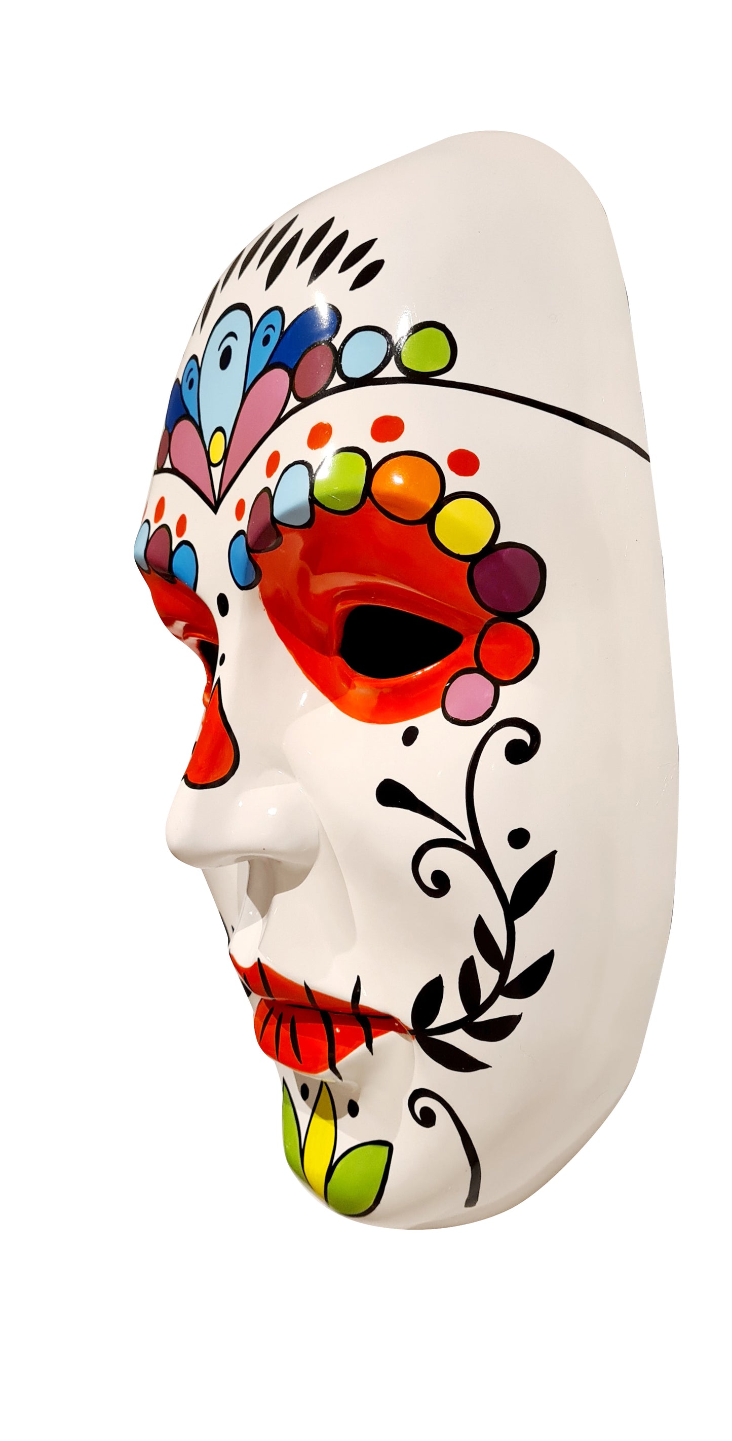 Visage ou masque Mexicain Dia de Muertos en résine, hauteur 58 centimètres