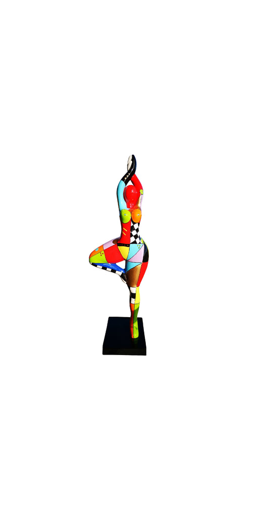 Très grande statue multicolore de femme Nana modèle "Mina". Hauteur 120 centimètres. Peint à la main, pour décoration intérieure ou extérieure