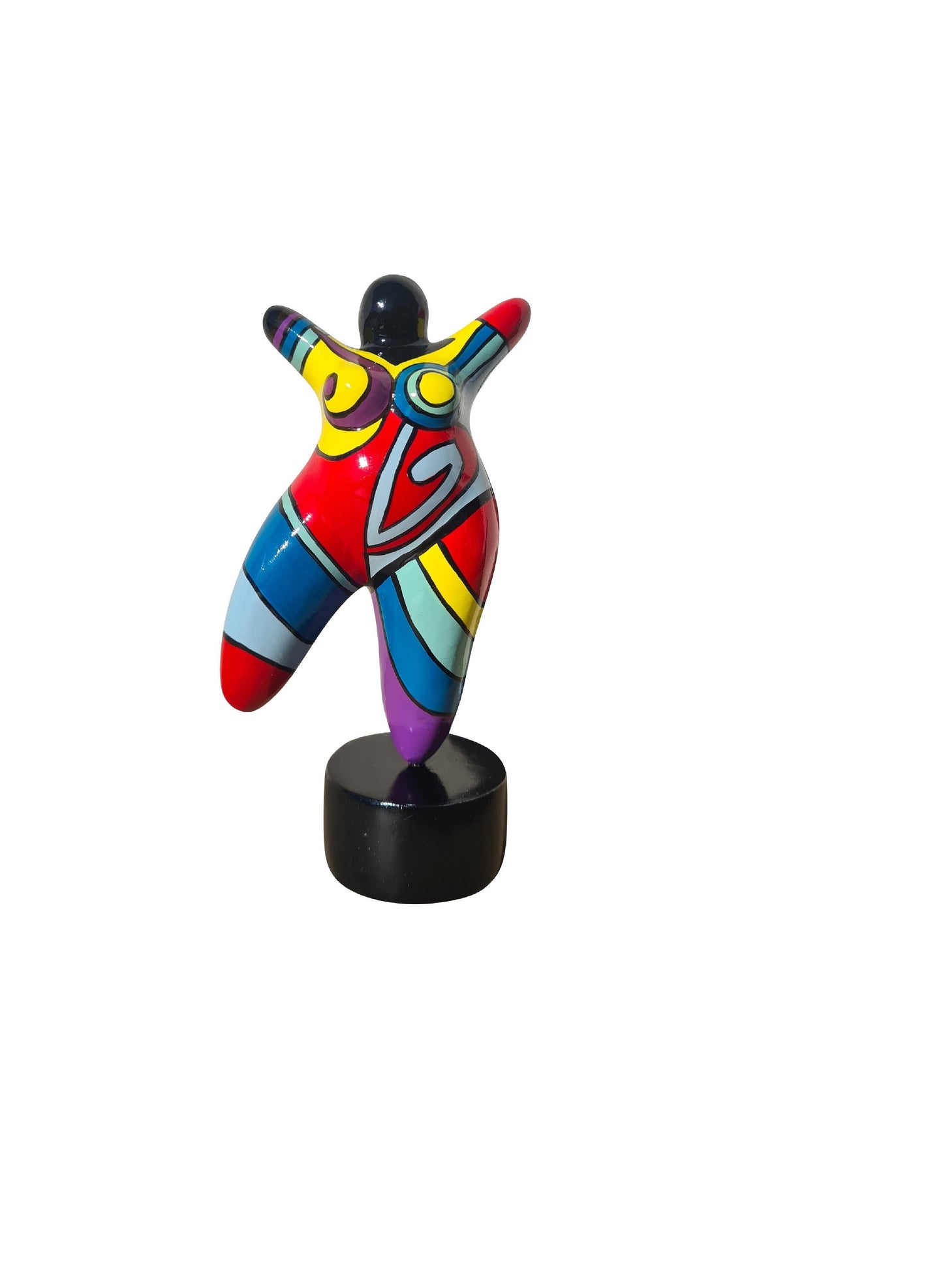 Statue of a woman style "Nana", multicolored resin. Height 10'2 inches (26 centimeters)