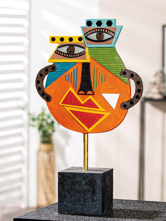Abstract face, in multicolored resin, height 47 centimeters