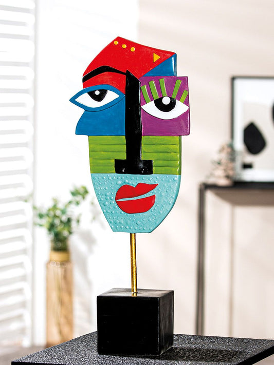 Abstract face, in multicolored resin, height 52 centimeters
