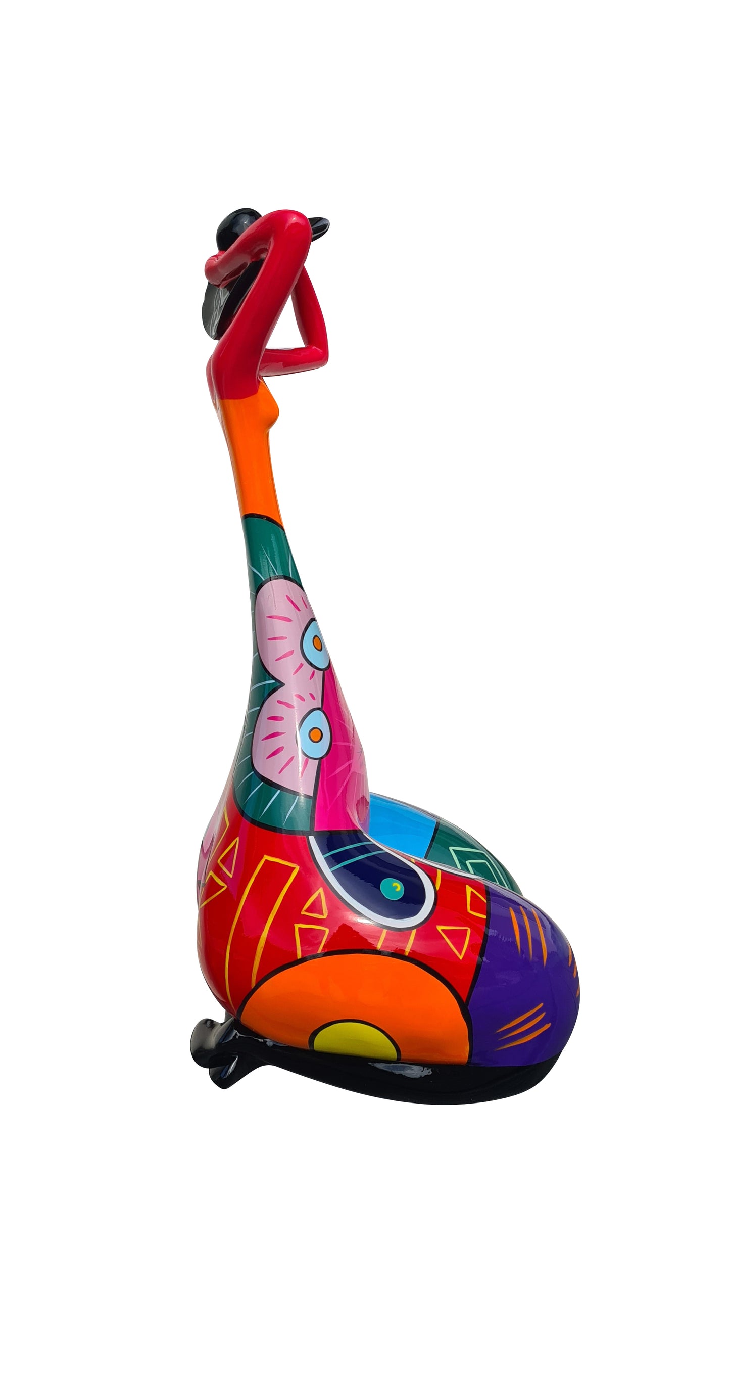 Statue woman, style "Nana" in multicolored resin. Height 43 centimeters