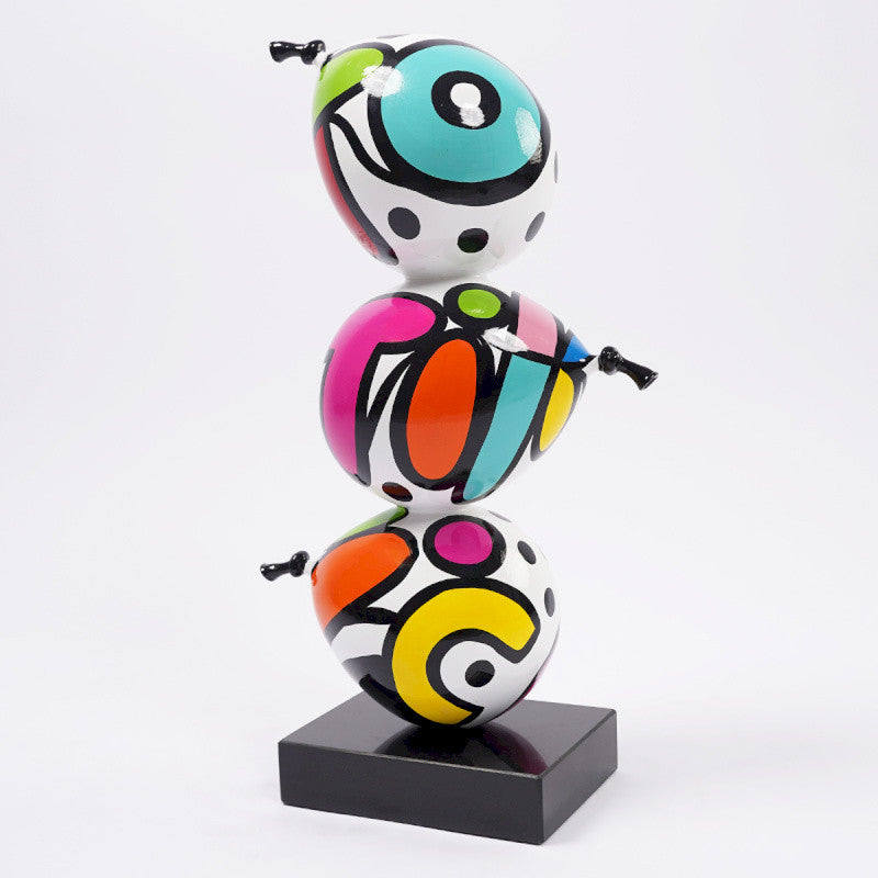 Totem sculpture "Ballons" height 49 centimeters, multicolored resin