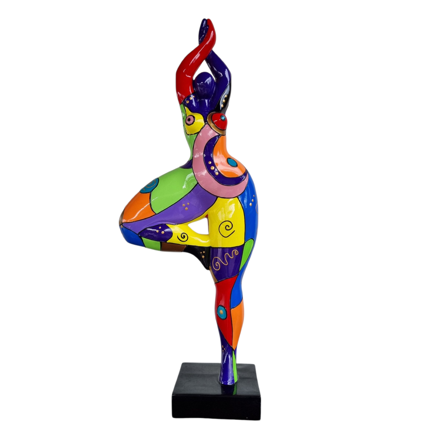 Statue Danseuse femme ronde "Prunelle" hauteur 52 centimètres. Résine multicolore